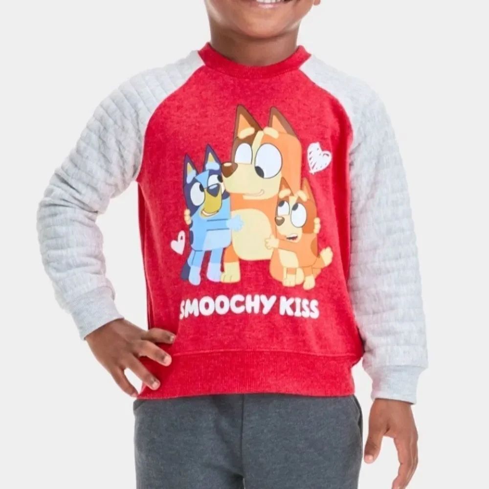 Toddler Bluey & Friend "Smoochy Kiss" Valentine's Easter Pullover Sweater